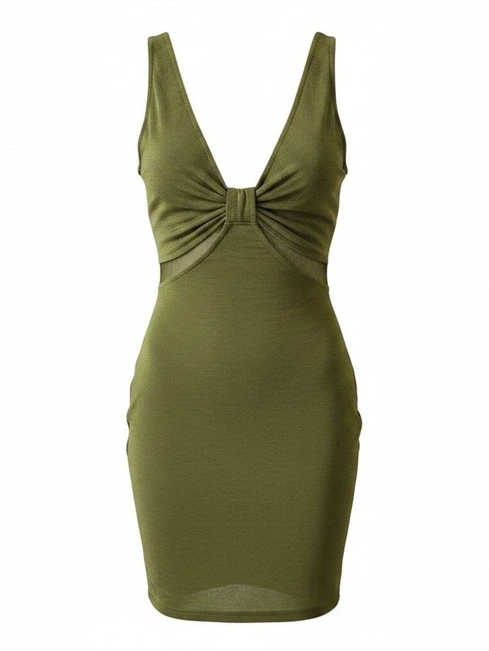 Olive Green Knot-Front Bodycon Dress By Derek Heart